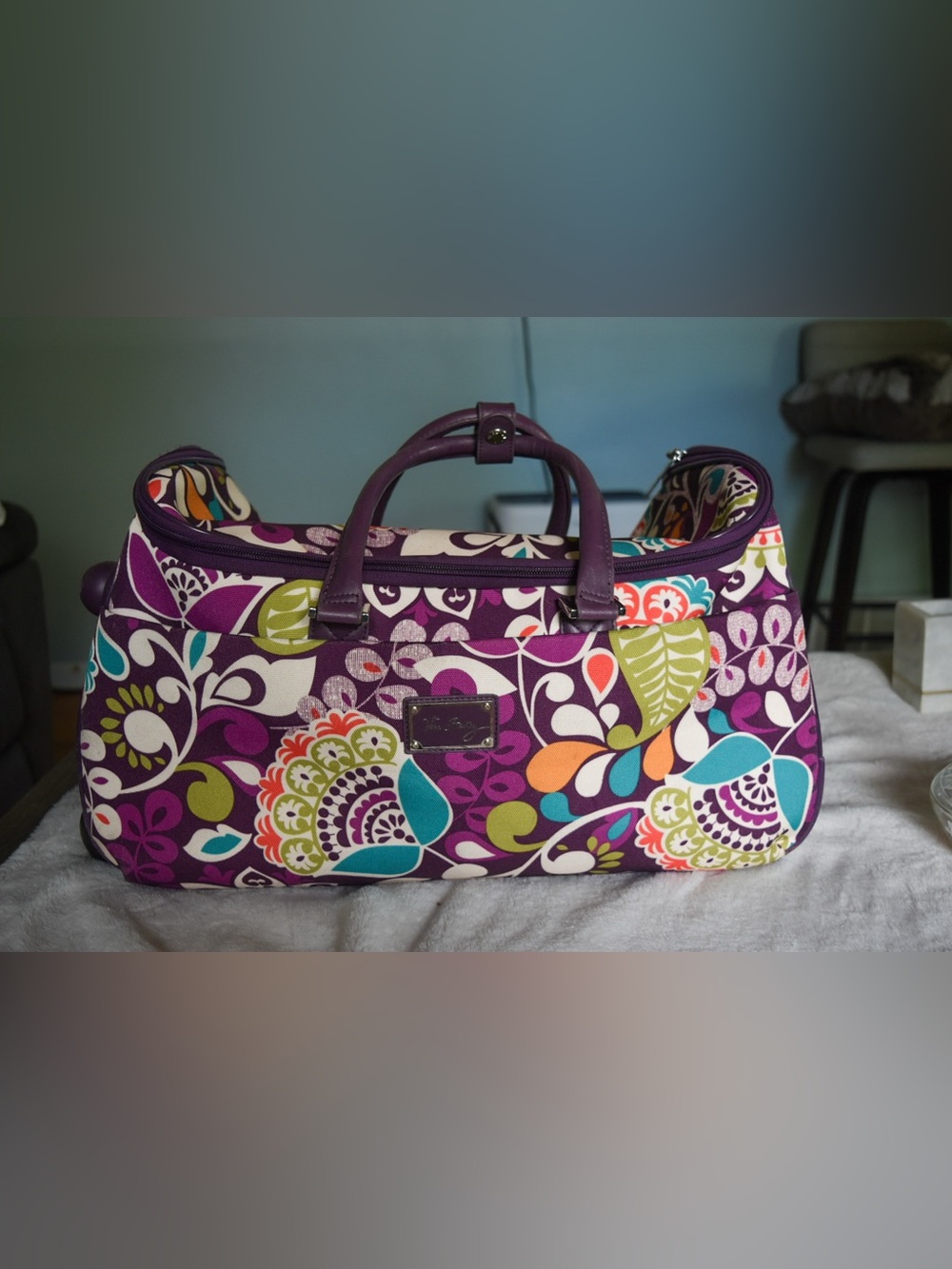 RARE Vera Bradley 22” Rolling Duffel – Plum Crazy Retired Travel Bag
